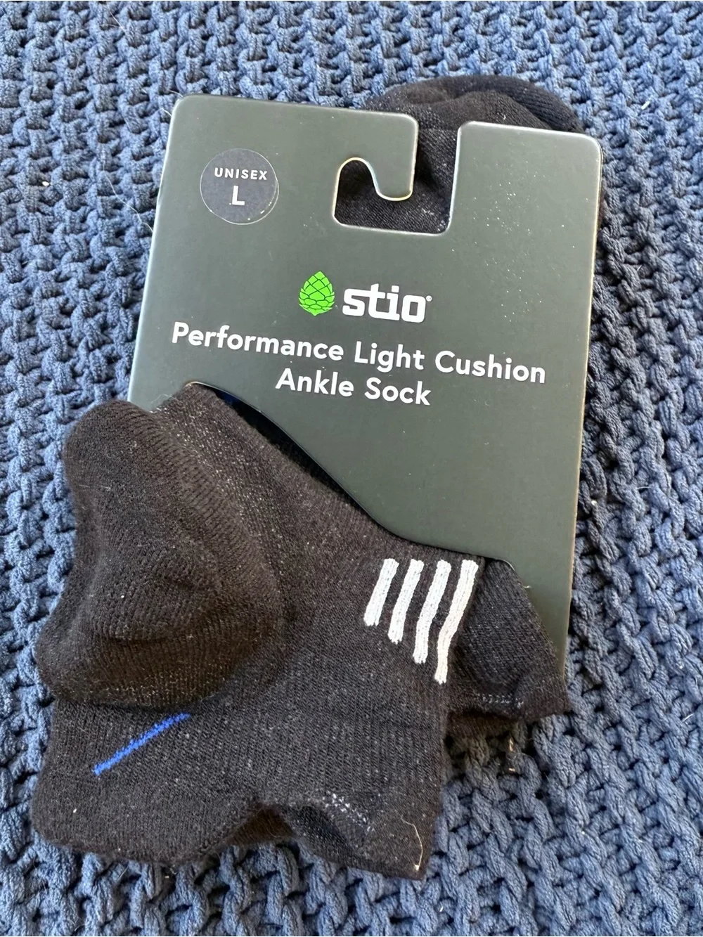 Stio Performance Light Cushion Ankle Socks Black Size L Unisex Wool Blend Hiking